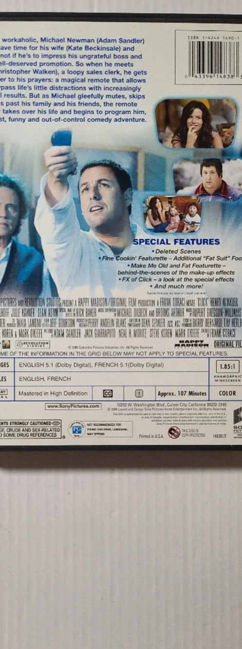 Click DVD Movie - Blue Cover Featuring Adam Sandler